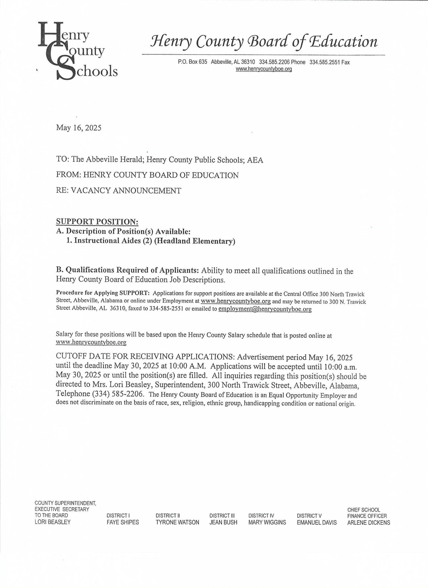 (2) Instructional Aides HES